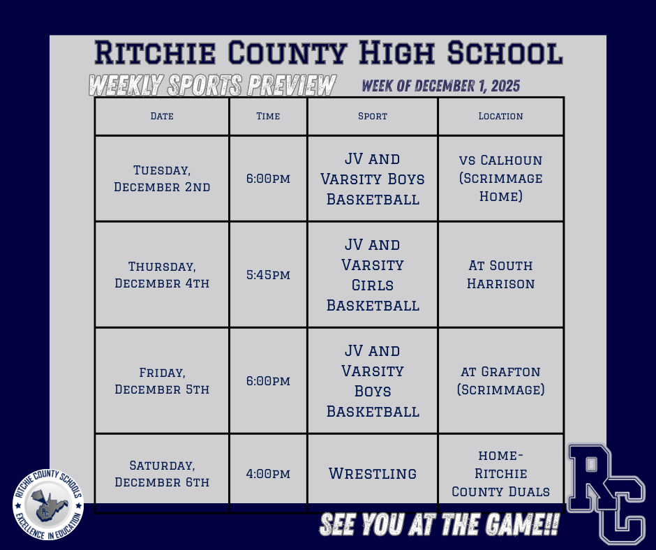 Weekly Sports Preview for the week of December 1st
