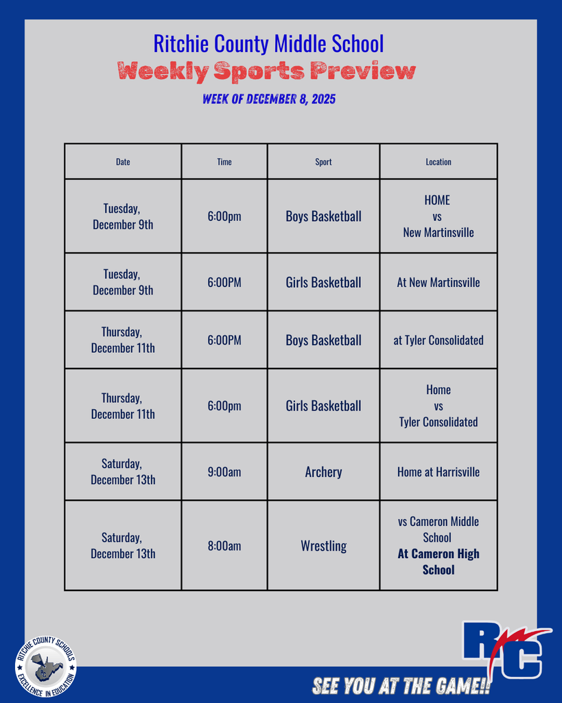 RCMS Weekly Sports Preview for the week of December 8th 