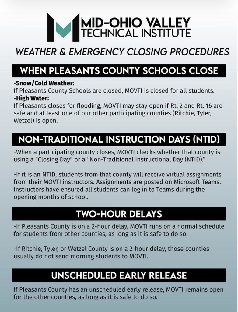 MOVTI inclement weather procedures