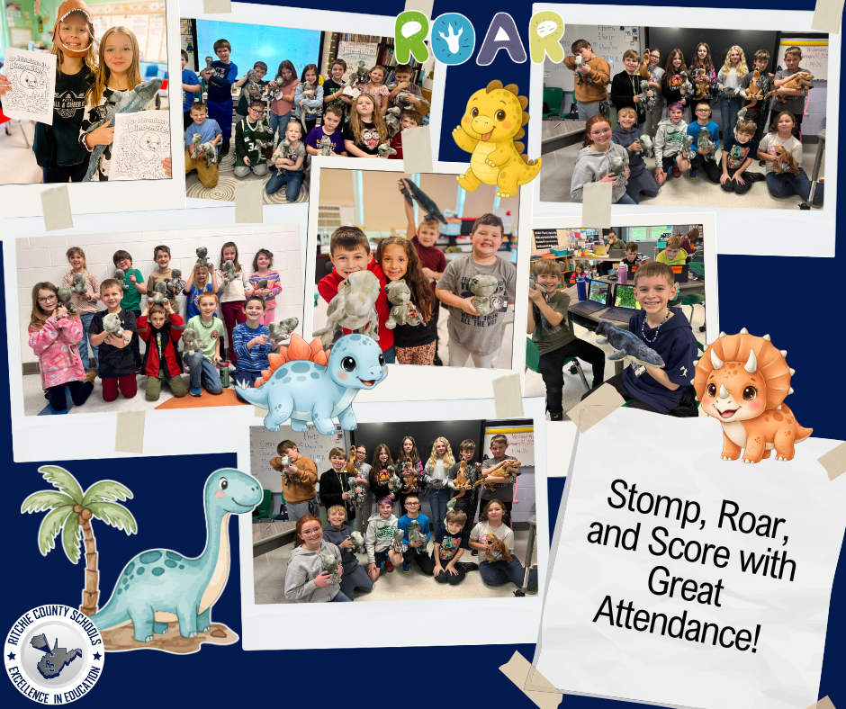 Stomp, Roar, and Score with Great Attendance!  Students received a dinosaur stuffed animal for great attendance this month.