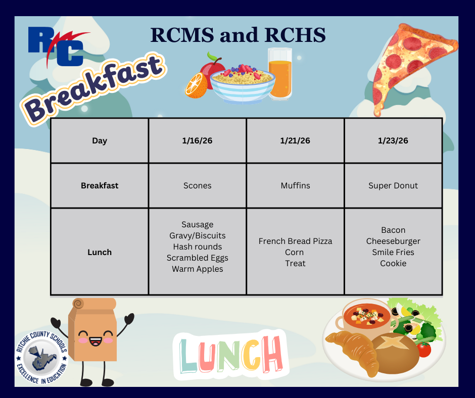 RCMS and RCHS Menu Changes for 1/16, 1/21, and 1/23