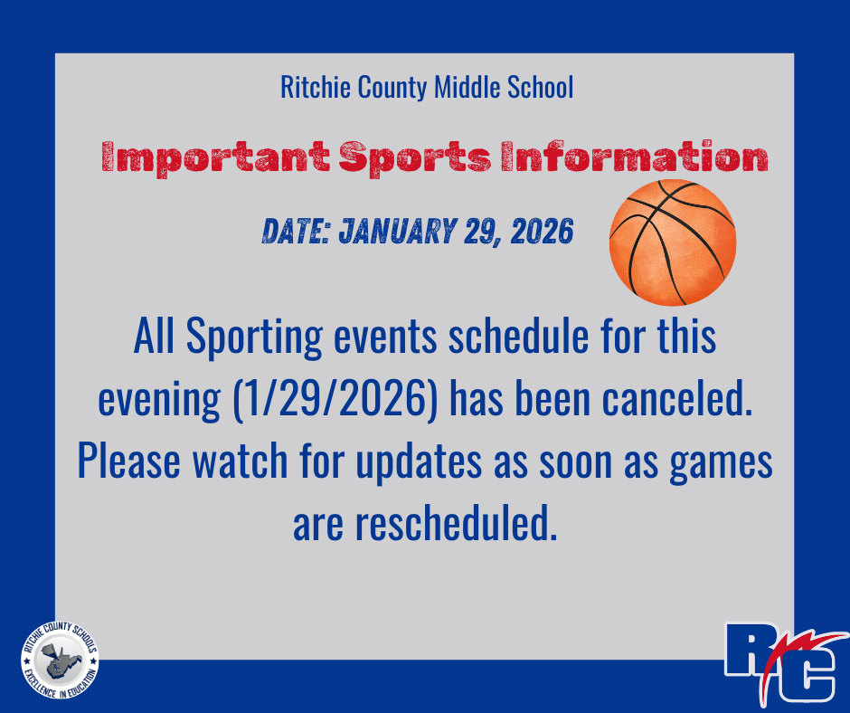 RCMS- All Sporting events scheduled for 1/29/2026 has been canceled.