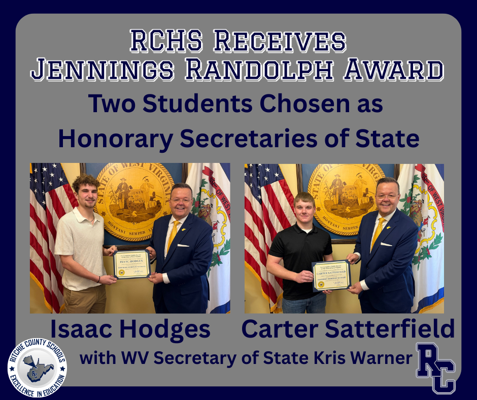 Honorary Secretaries of State- Isaac Hodges and Carter Satterfield with WV Secretary of State Kris Warner
