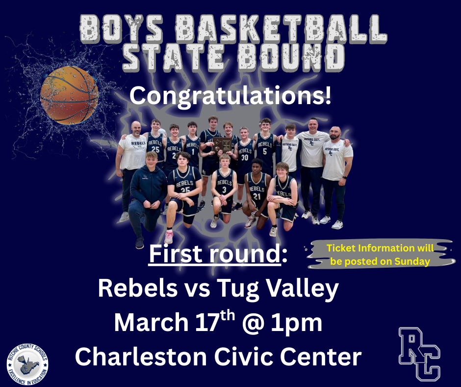 Boys Basketball- Round 1 states: March 17th @ 1pm  Ticket information to be posted on Sunday!
