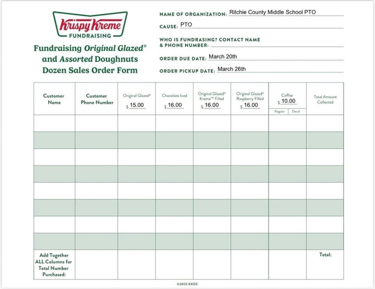 Krispy Keene fundraiser order form 