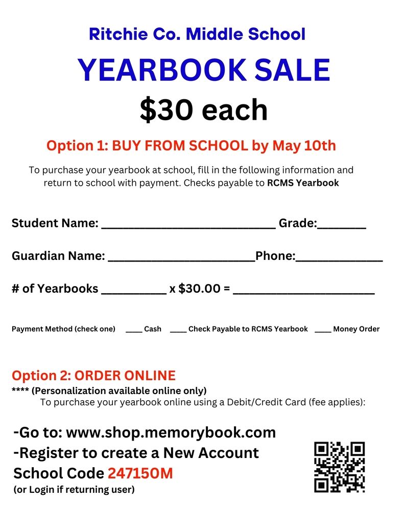 📘 Yearbook Sale Extended! 📘  Good news, Blazer families — the yearbook sale has been extended! If you missed the original deadline, you still have time to order.  Yearbooks are $30 each and can be purchased in two ways:  📝 Option 1: Buy from school by May 10th 💻 Option 2: Order online at www.shop.memorybook.com  Use School Code: 247150M  ✨ Personalization is available online only.  