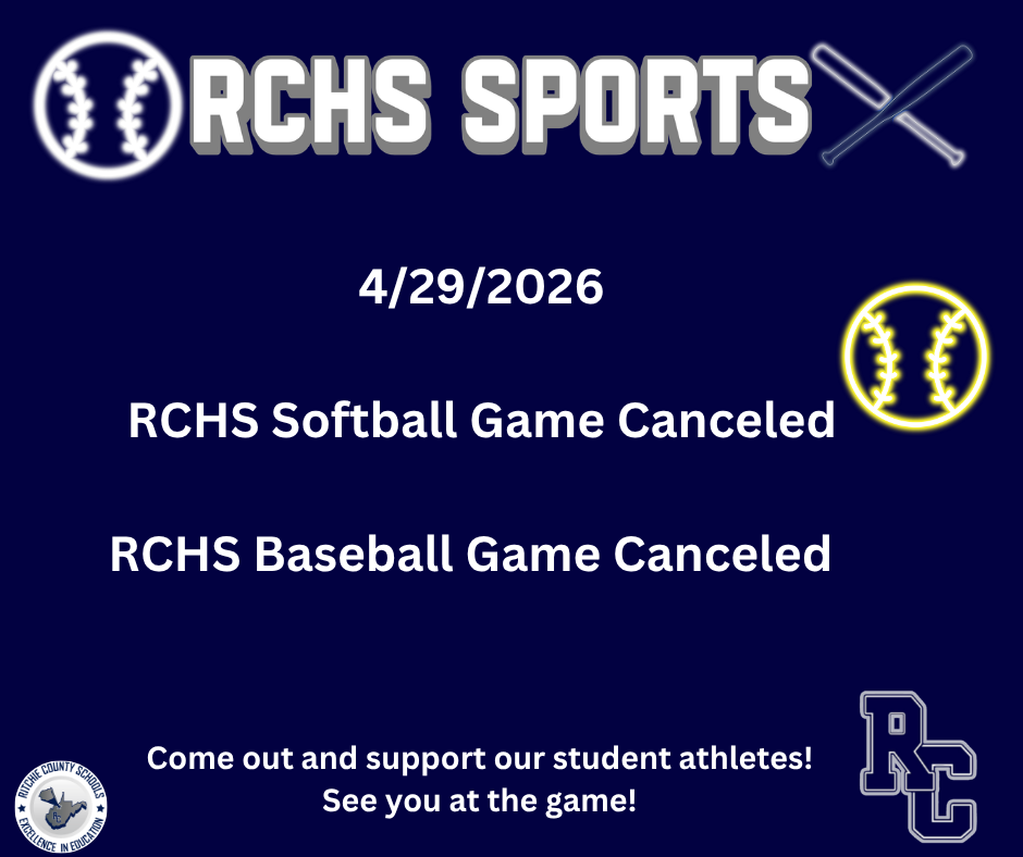Softball and Baseball Games are canceled for this evening 4/29/2026