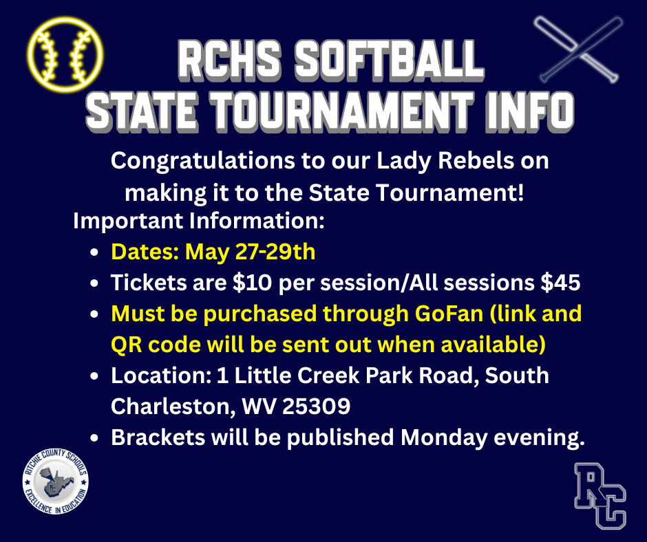 RCHS Softball State Tournament Info