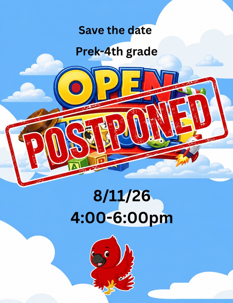 open house flyer stating the event is postponed
