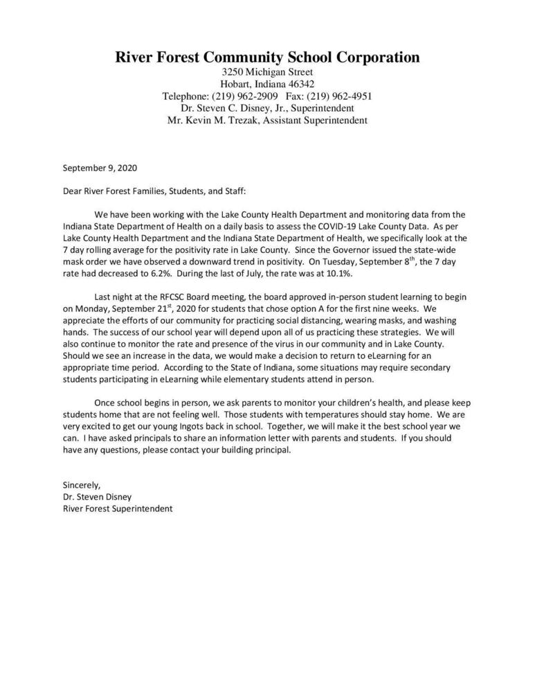 Letter of Return Date