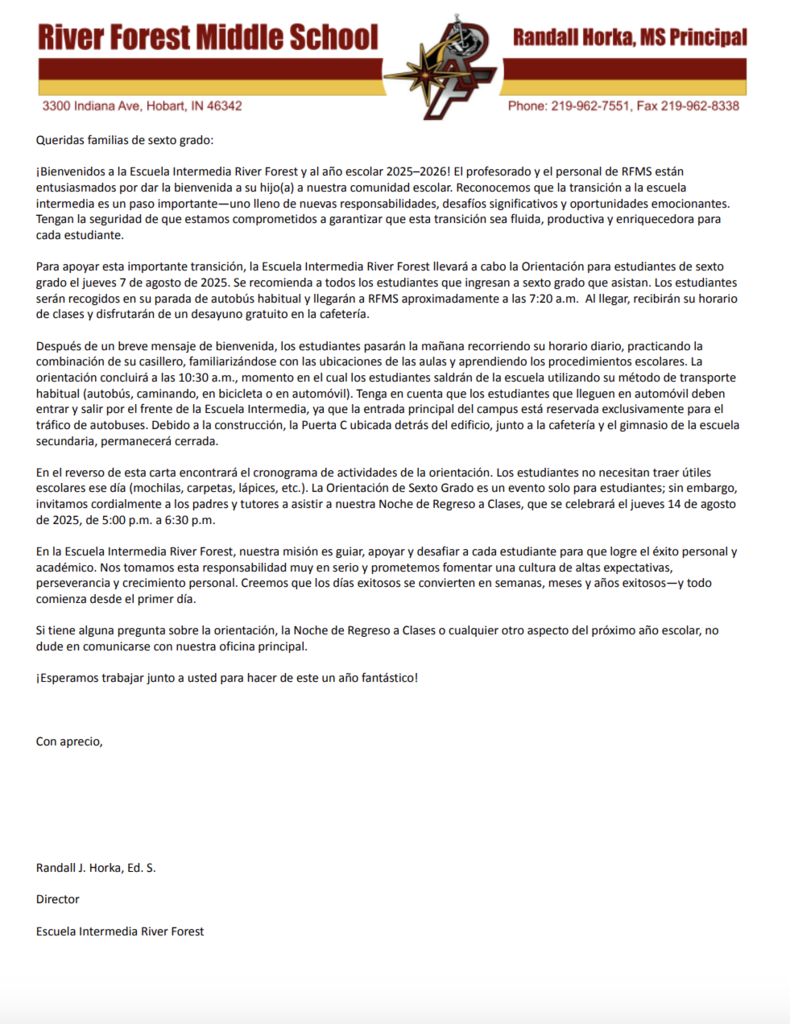 mr. horka letter