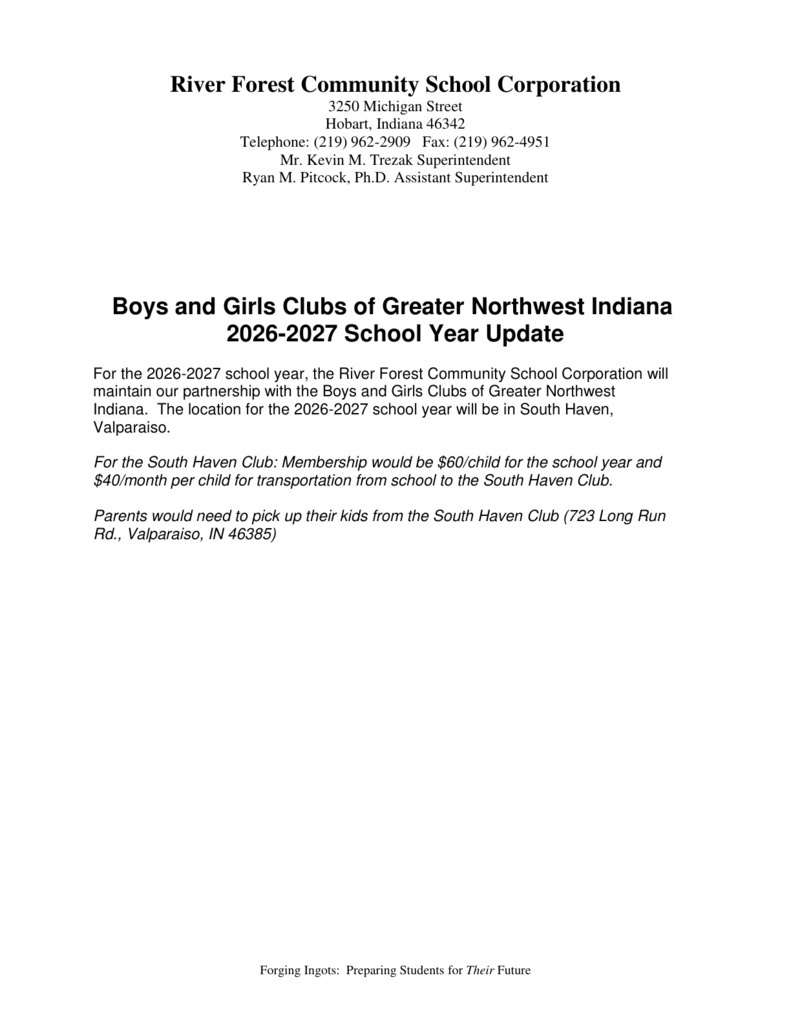 Boys and Girls Clubs of Greater Northwest Indiana  2026-2027