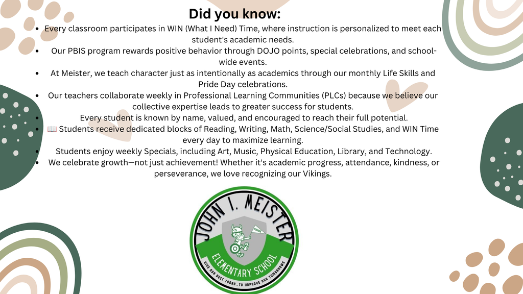 2026 school year info of Meister