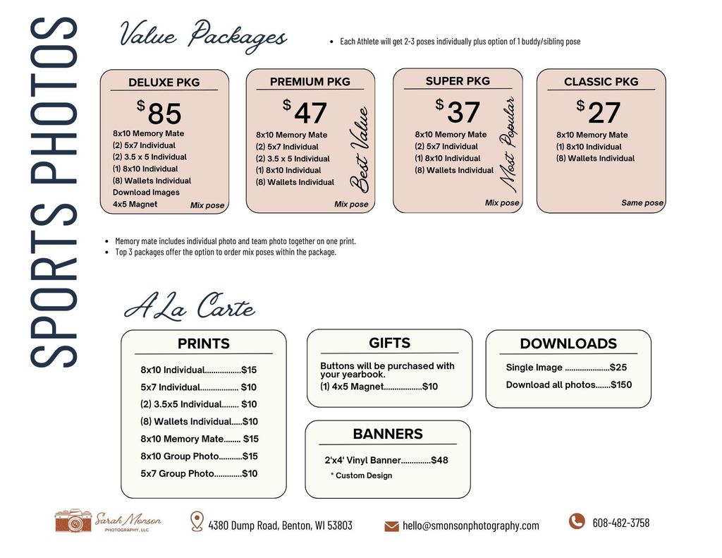 Sarah Monson - Photo Packages