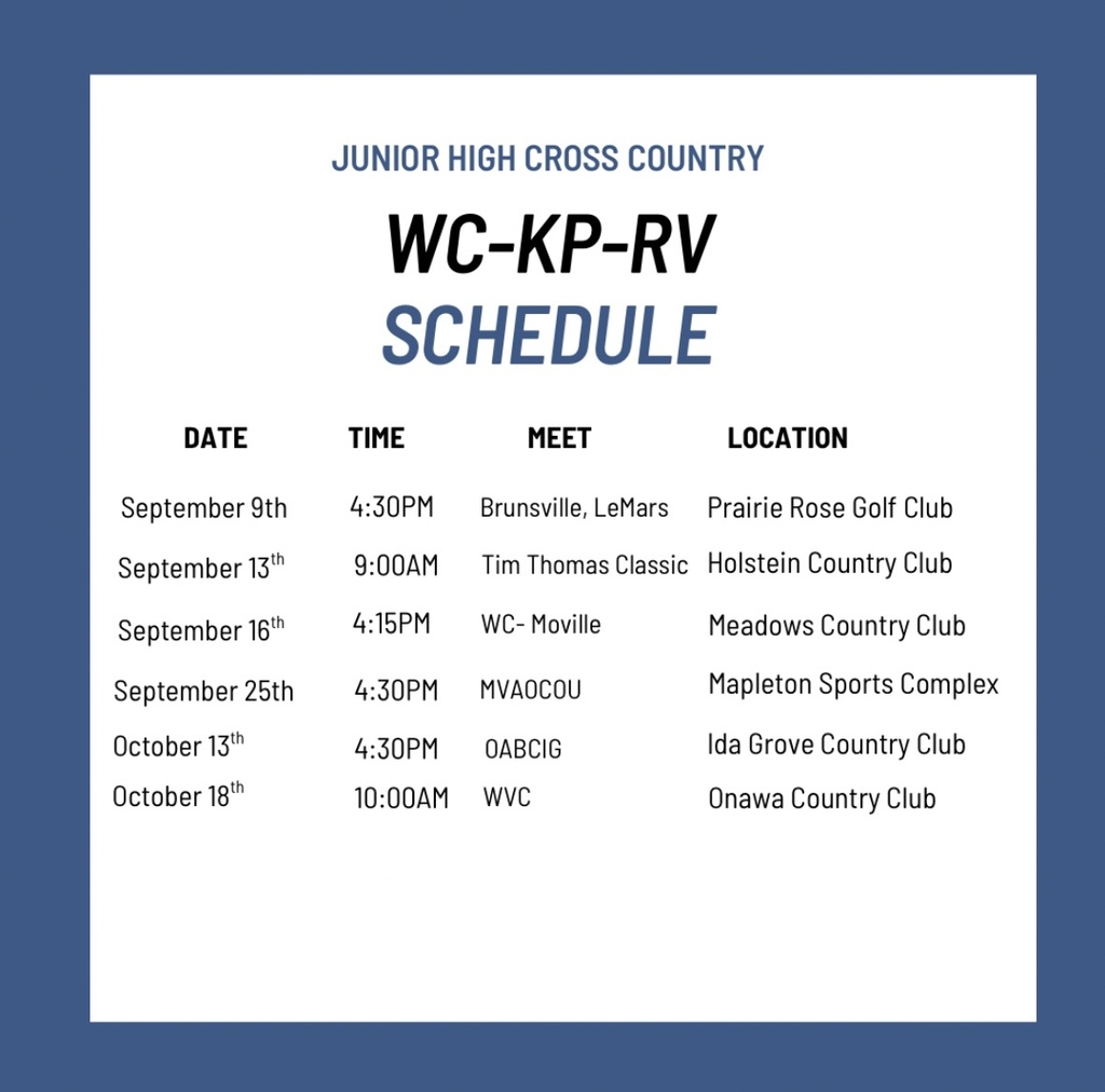 JH XC Schedule
