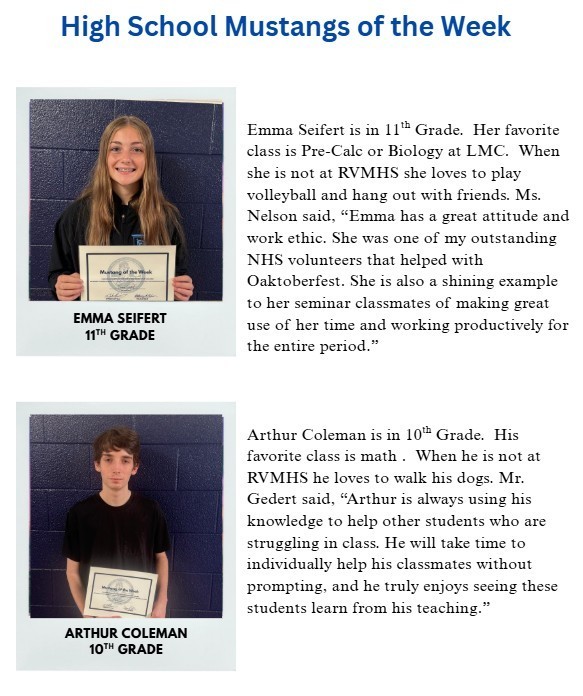 High School Mustangs of the week
