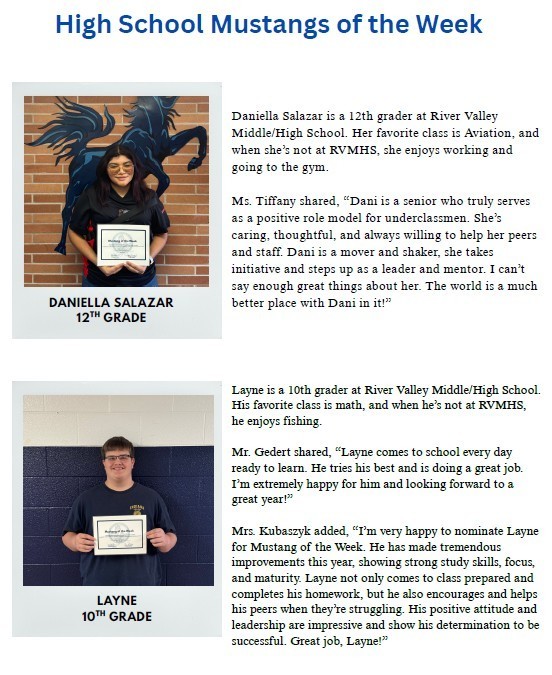 HS Mustangs of the week