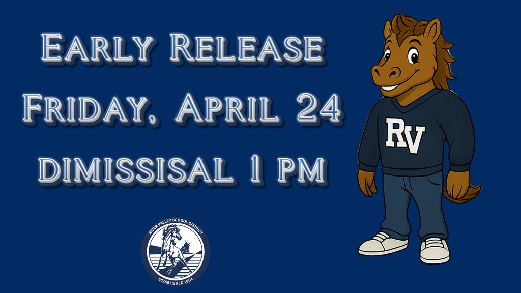This is a reminder that Friday, April 24 is an early release day for teacher training. Student dismissal will be at 1:00 PM. 