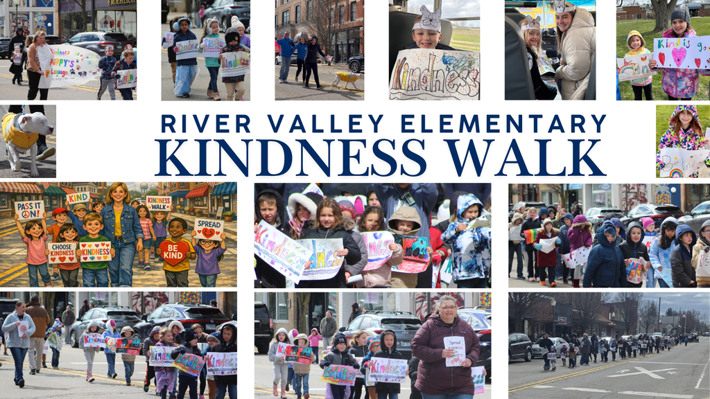 KINDNESS WALK FEATURED ON WSJM  Eric Hoppstock, Superintendent of Berrien RESA; Dr. Lisa Carlos, RVE Principal; and student, Abbigail Shaw, were featured on the radio show that BRESA organizes with WSJM. The show was about the Kindness Walk that Dr. Carlos helped to coordinate for our elementary school back in March.  Kindness is one of our core values as a district and is a nearly universal value to guide how we treat people as we'd want to be treated. 