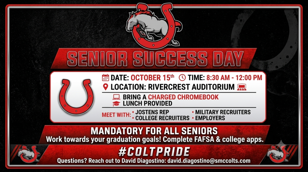 Graphic about senior success dayon October 15.