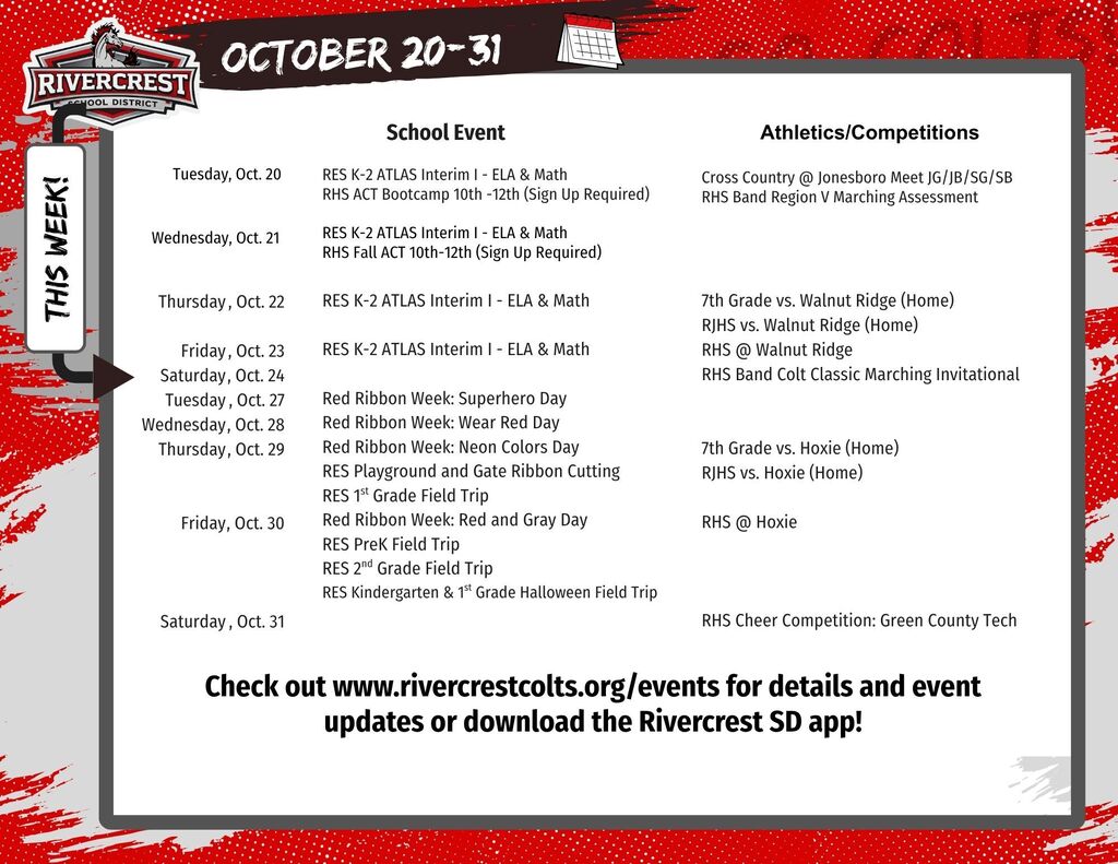 Calendare for October 20-31