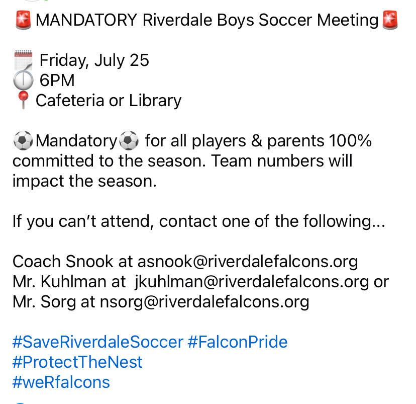 Soccer parent-player meeting