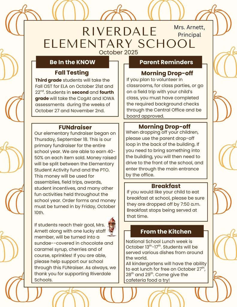 October 2025 Elementary Principal's Newsletter