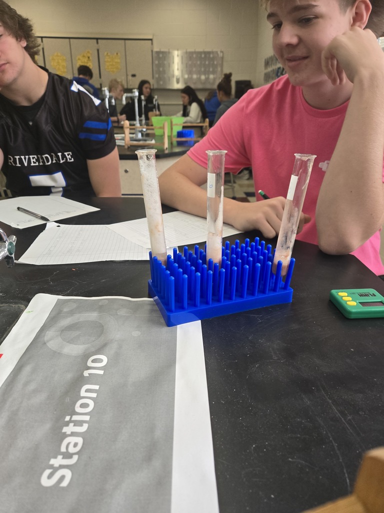 Students with test tubes showing reactions