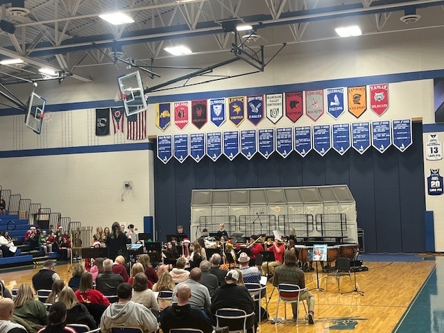 6th Grade, Middle school and High school Band and Chorus Christmas concert in the K-12 gym. 