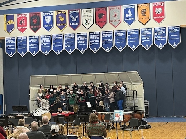 6th Grade, Middle school and High school Band and Chorus Christmas concert in the K-12 gym. 