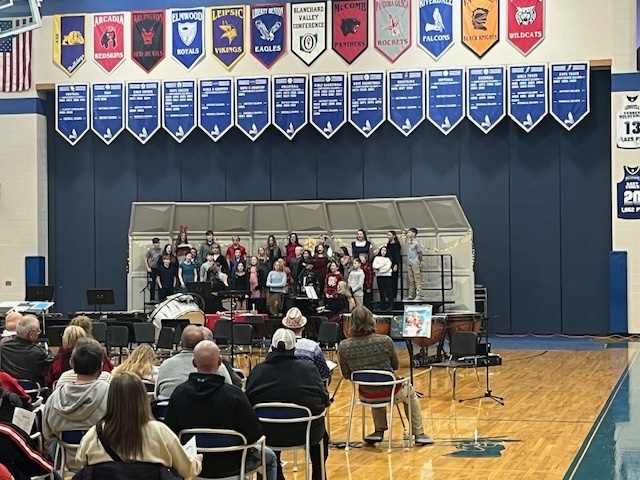 6th Grade, Middle school and High school Band and Chorus Christmas concert in the K-12 gym. 