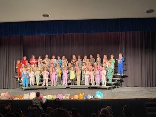 1st Grade "Pajama Party", adorable performance, last show tonight at 7:00pm in the district auditorium 