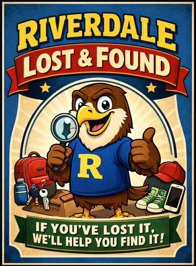Decorative Riverdale falcon looking for missing items