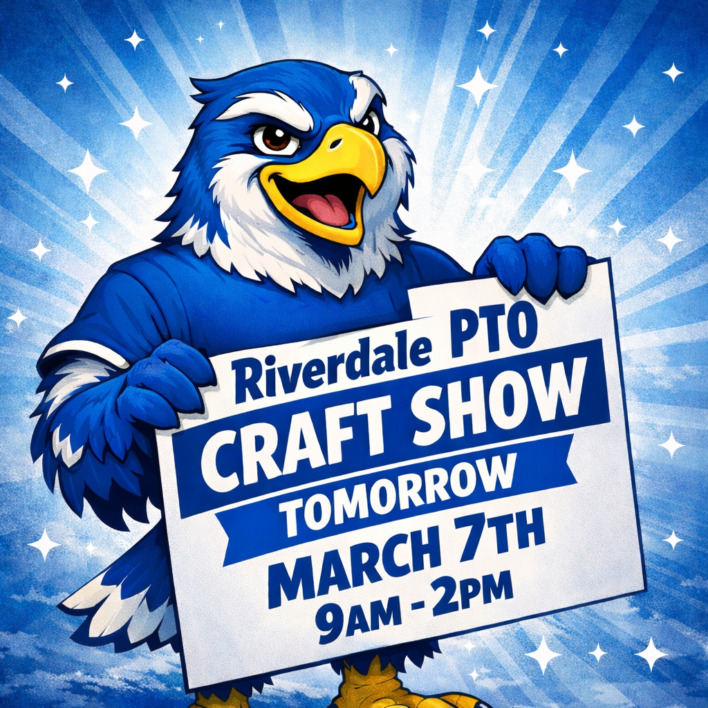 Felix the Falcon Holding a Sign sayin Craft Show Tomorrow