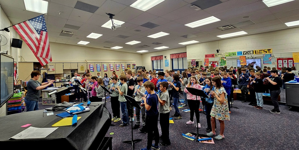 4th graders praciting their recorders