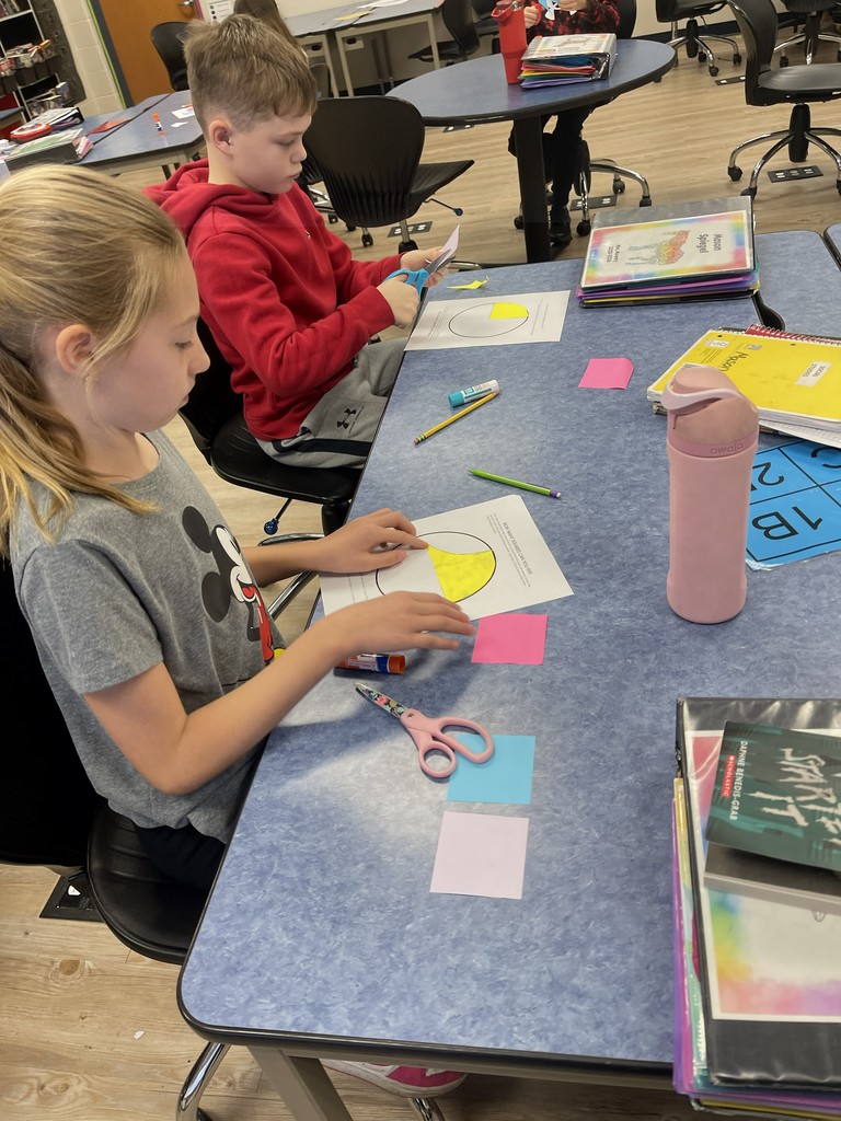 Students gluing post its to discover area of pi