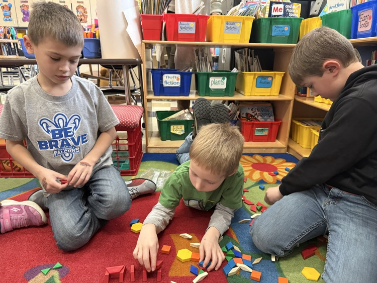 students working with shapes