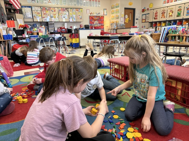 students working with shapes 