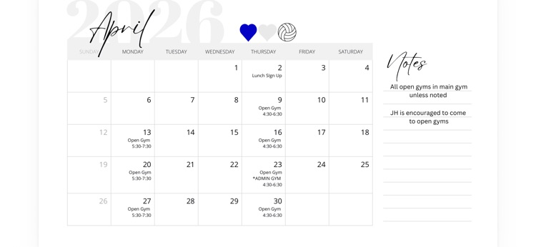 April volleyball schedule 