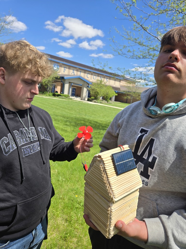Students waiting for the solar panel to start. 