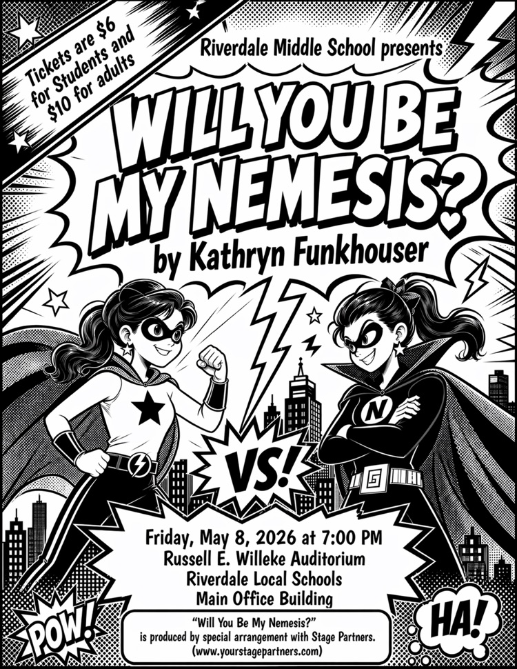 poster for middle school play May 8, 2026