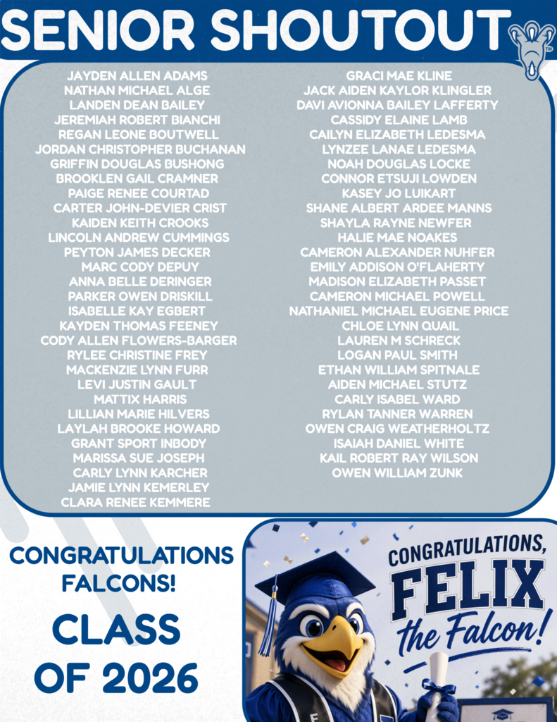 Senior Shoutout for the May 2026 Falcon Nest News
