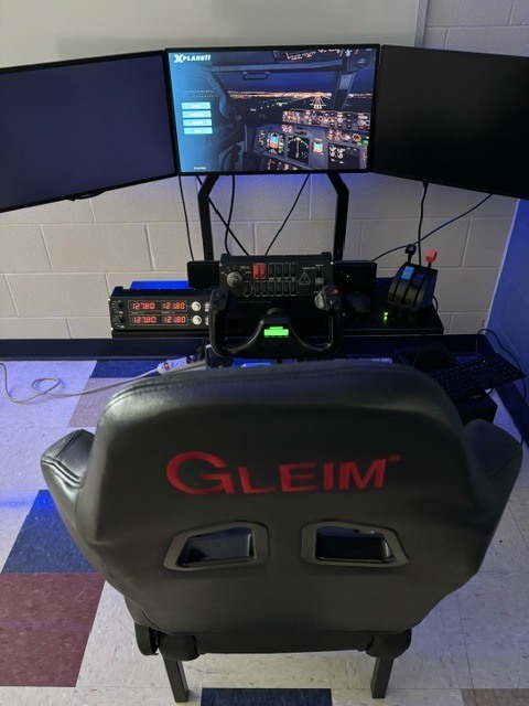 Riverdale Aviation program flight simulator, Mr. Day's students will use the simulator in the prgram to prepare for careers in aviation.