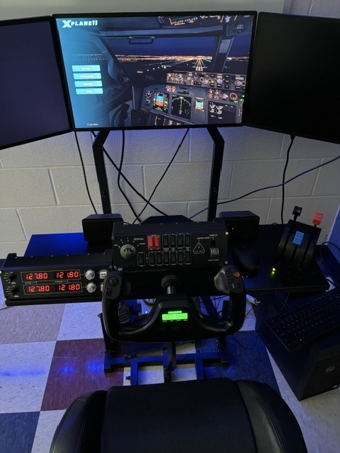 Riverdale Aviation program flight simulator, Mr. Day's students will use the simulator in the prgram to prepare for careers in aviation.