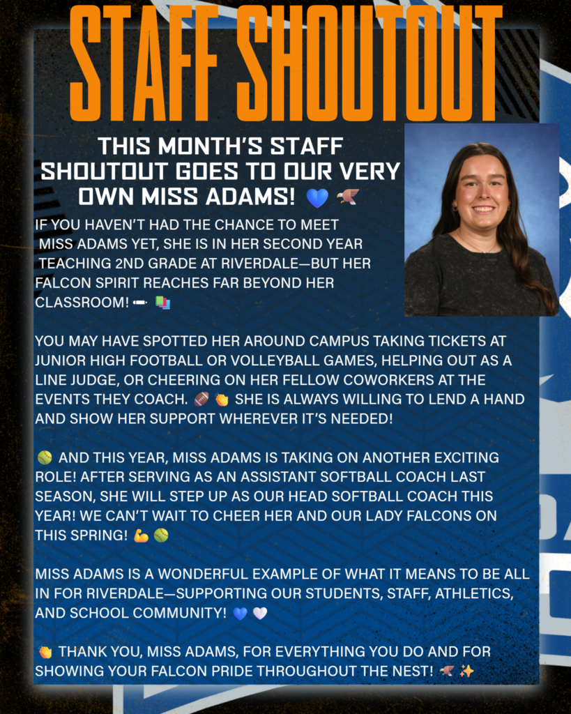 October 2026 page 3 Staff shoutout Falcon Nest News