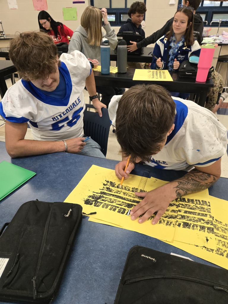 students examining their tire prints