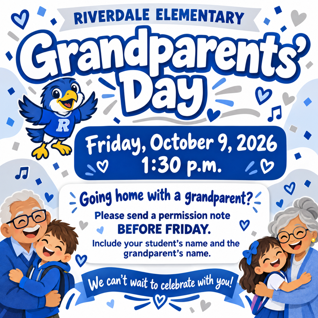 Grandparents' Day is Friday, October 9th, at 1:30 pm in the Gymnasium!