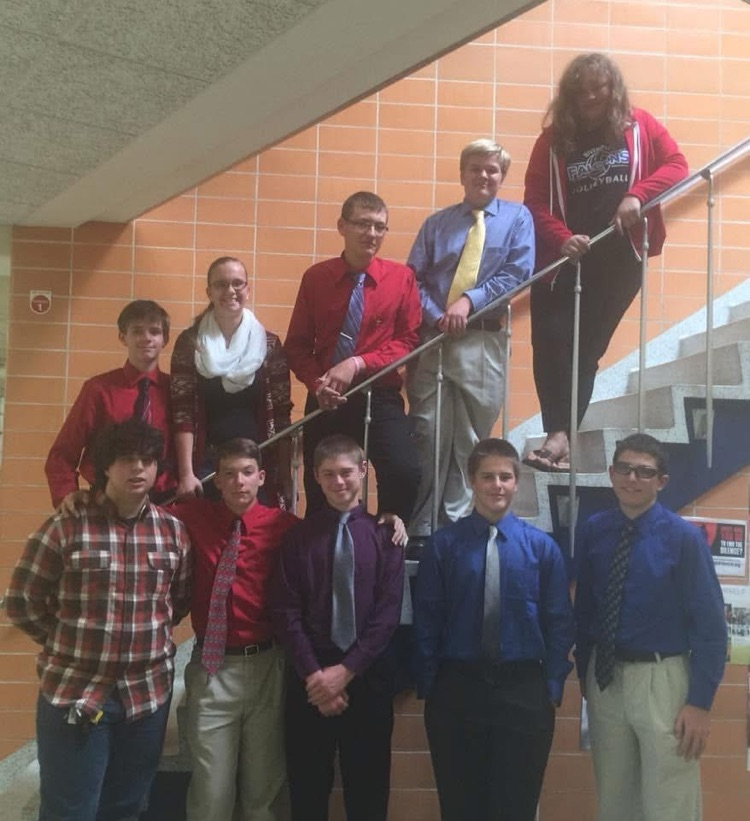 QB team posing on stairs 2016