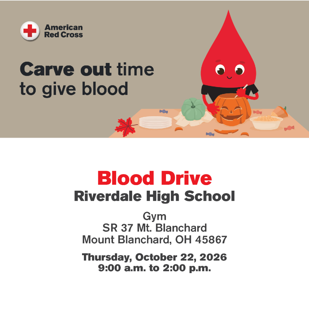 Carve out a time to give blood - Thursday October 22, 2026 9am-2pm