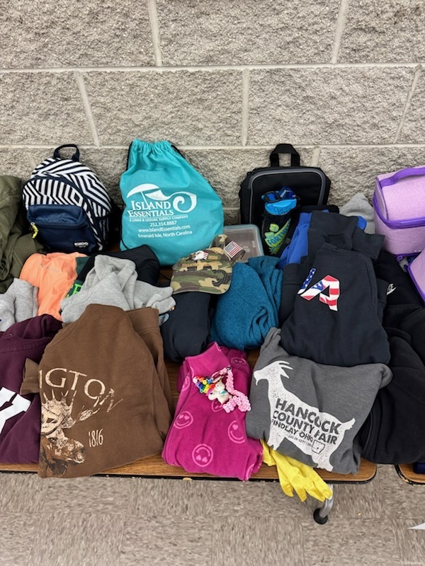 lunch pails, pictures of the lost and found table